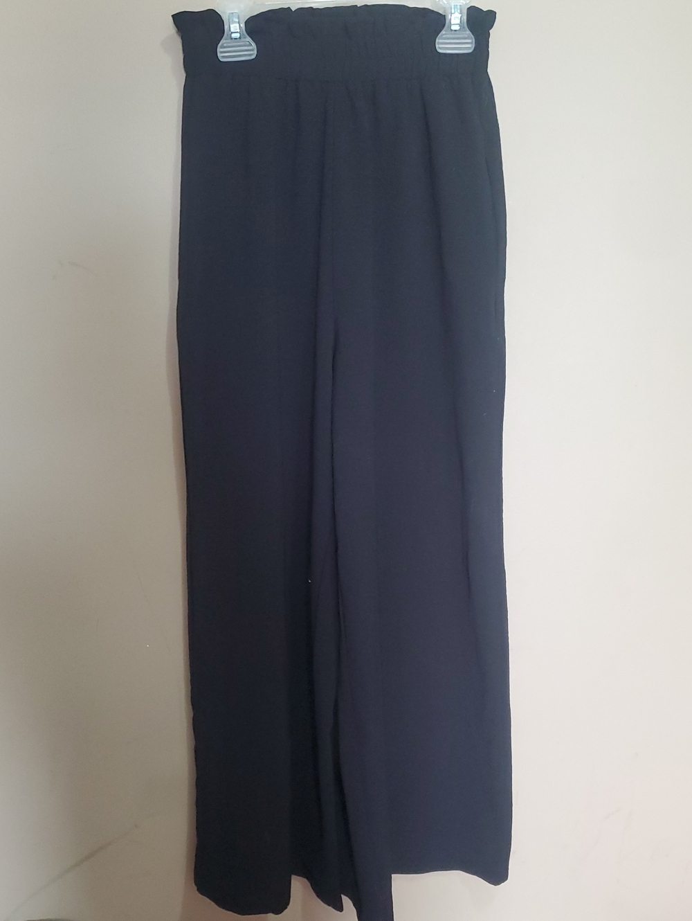 Simplee Black Elastic Waist Wide-Leg Pants Size Xs